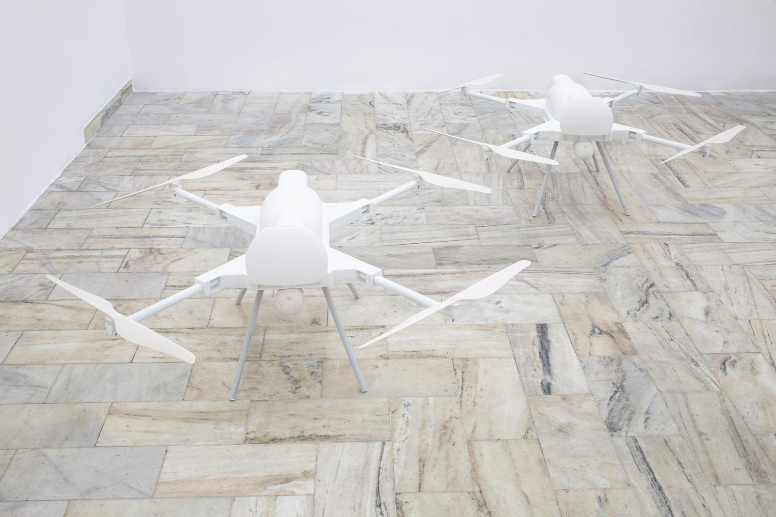 Joan Palle, SWARM, 1:1 scale replicas of the KARGU-2 military drone, installation view