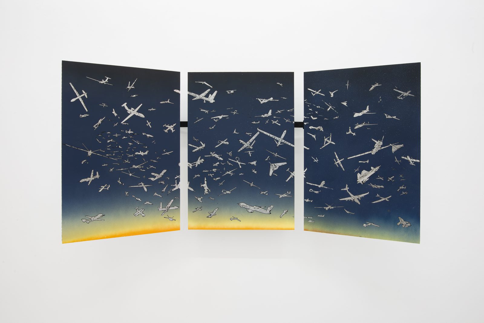 Joan Palle, An Ideal Sky, triptych on folded panels, front view